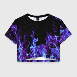 Женская футболка Crop-top 3D Синий огонь