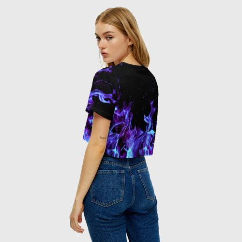 Женская футболка Crop-top 3D Синий огонь, цвет 3D печать - фото 5