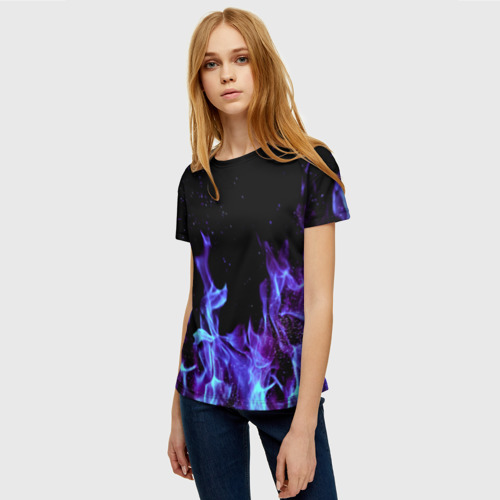 Женская футболка 3D Синий огонь, цвет 3D печать - фото 3