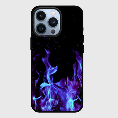 Чехол для iPhone 13 Pro Синий огонь, цвет черный