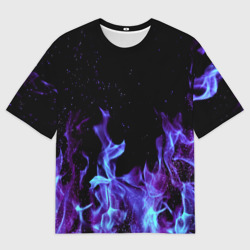 Мужская футболка oversize 3D Синий огонь