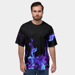 Мужская футболка oversize 3D Синий огонь - фото 2