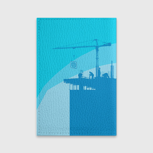 Обложка для паспорта матовая кожа Лучший строитель 2, цвет голубой - фото 2
