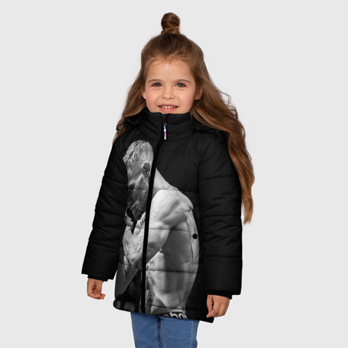 Зимняя куртка для девочек 3D Конор Макгрегор 10, цвет светло-серый - фото 3