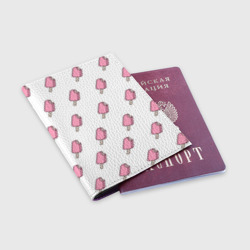 Обложка для паспорта матовая кожа Мороженое розовое - фото 2