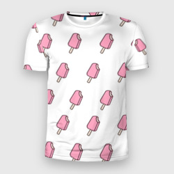 Мужская футболка 3D Slim Мороженое розовое