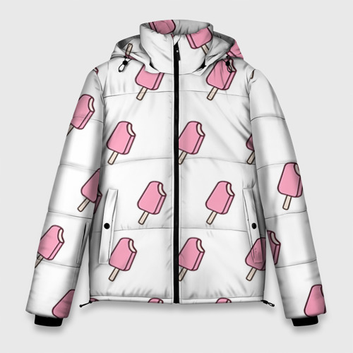 Мужская зимняя куртка 3D Мороженое розовое, цвет черный