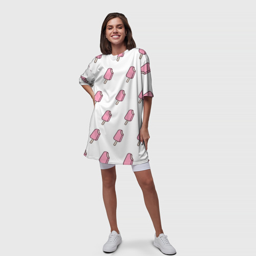 Платье-футболка 3D Мороженое розовое, цвет 3D печать - фото 5