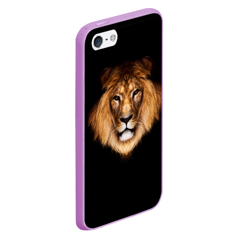 Чехол для iPhone 5/5S матовый Лев, цвет сиреневый - фото 3
