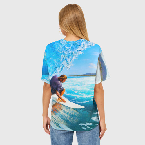 Женская футболка oversize 3D Лето, цвет 3D печать - фото 4