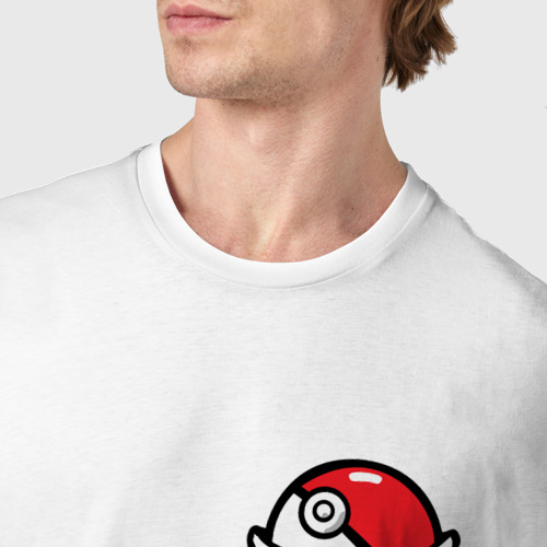 Мужская футболка хлопок pokeball, цвет белый - фото 6