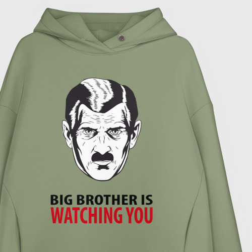 Женское худи Oversize хлопок Big Brother is watching you, цвет авокадо - фото 3