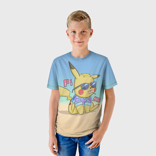 Детская футболка 3D Летний Пикачу, цвет 3D печать - фото 3
