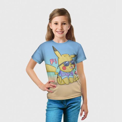 Детская футболка 3D Летний Пикачу, цвет 3D печать - фото 5