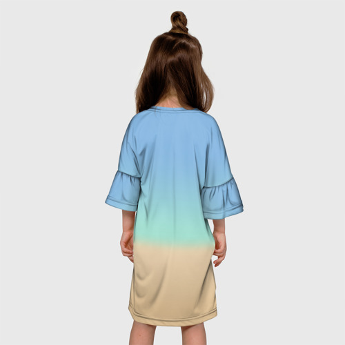 Детское платье 3D с принтом Летний пикачу, вид сзади #2