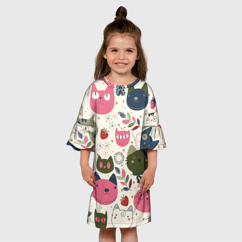 Детское платье 3D Котаны, цвет 3D печать - фото 4