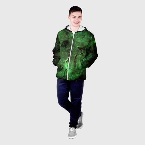 Мужская куртка 3D Зеленый Космос, цвет 3D печать - фото 3