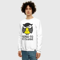 Мужской свитшот хлопок Сова: нервы-то не стальные - фото 2