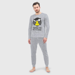 Мужская пижама с лонгсливом хлопок Сова: нервы-то не стальные - фото 2