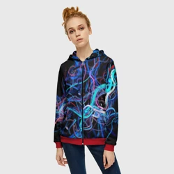 Женская толстовка 3D на молнии Провода - фото 2
