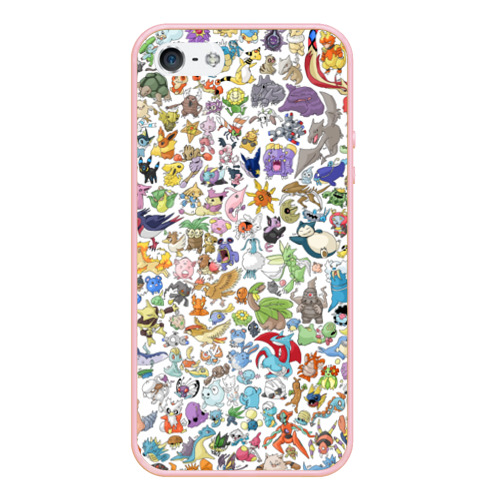 Чехол для iPhone 5/5S матовый Pokemon, цвет светло-розовый