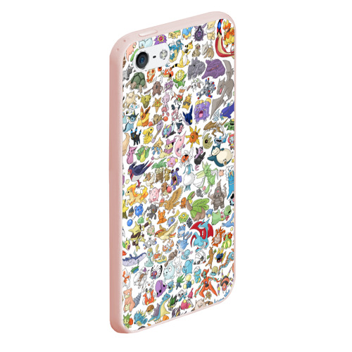 Чехол для iPhone 5/5S матовый Pokemon, цвет светло-розовый - фото 3