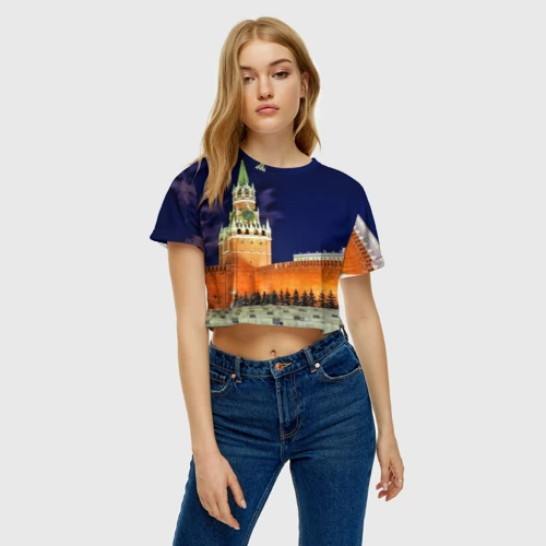 Женская футболка Crop-top 3D Кремль
