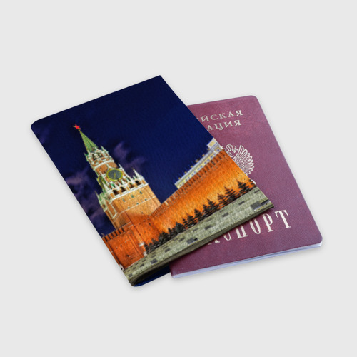 Обложка для паспорта матовая кожа Кремль, цвет синий - фото 3