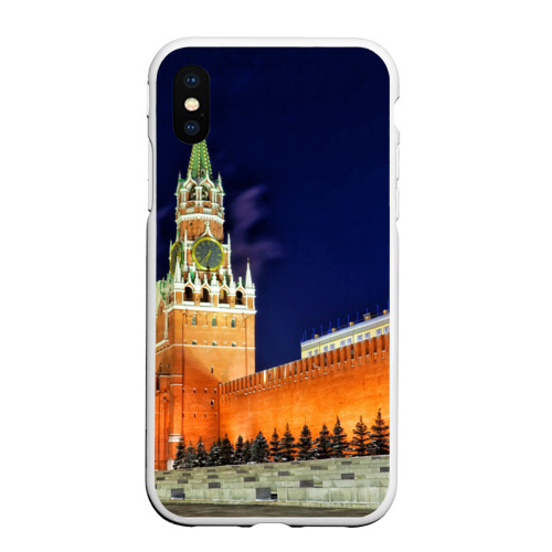 Чехол для iPhone XS Max матовый Кремль, цвет белый