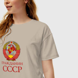Женская футболка хлопок Oversize Гражданин СССР 1 сторона - фото 2