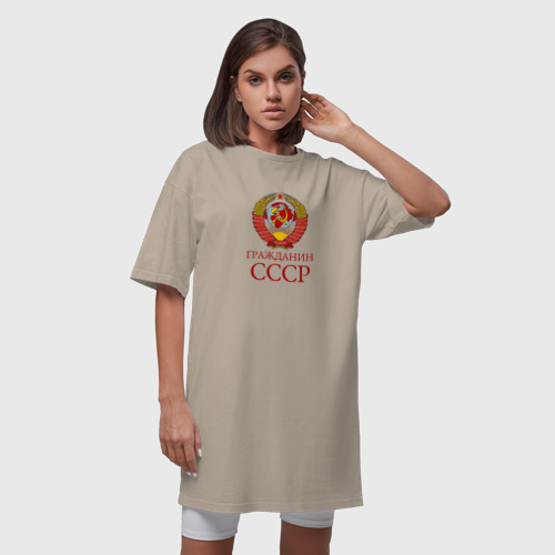 Платье-футболка хлопок Гражданин СССР 1 сторона, цвет миндальный - фото 5