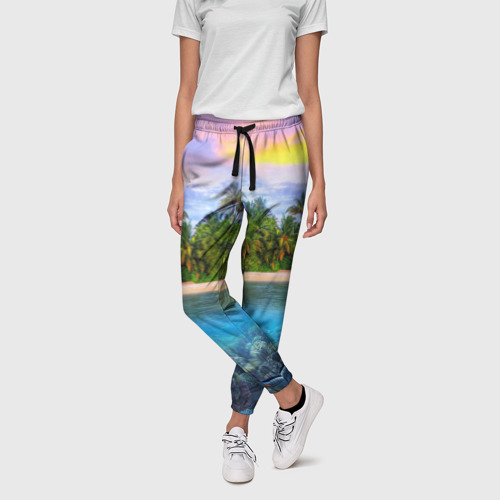 Женские брюки 3D Мальдивы, цвет 3D печать - фото 3