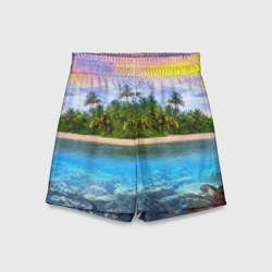 Детские спортивные шорты 3D Мальдивы