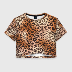 Женская футболка Crop-top 3D Леопардовая шкура