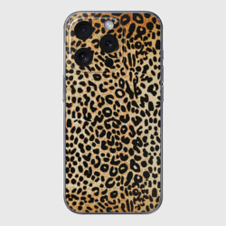 Чехол для iPhone 15 Pro Max силиконовый с защитой камеры Гепард шкура