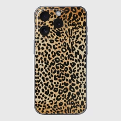 Чехол для iPhone 15 Pro силиконовый с защитой камеры Гепард шкура