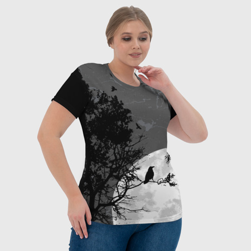 Женская футболка 3D с принтом Черный ворон, фото #4