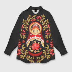 Женская рубашка oversize 3D Матрешка - хохлома