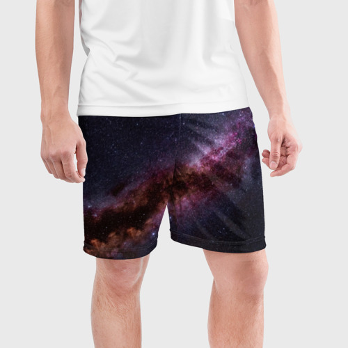 Мужские шорты спортивные с принтом Млечный путь, фото на моделе #1