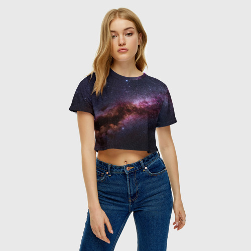 Женская футболка Crop-top 3D Млечный путь, цвет 3D печать - фото 3