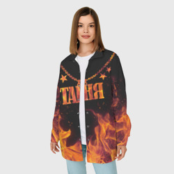 Женская рубашка oversize 3D Таня - кулон на цепи в огне - фото 2