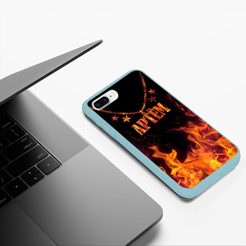 Чехол для iPhone 7Plus/8 Plus матовый с принтом Артём - кулон на цепи в огне, фото #5