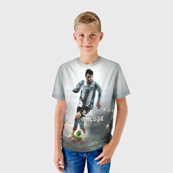 Футболка с принтом Leo Messi для ребенка, вид на модели спереди №2. Цвет основы: белый