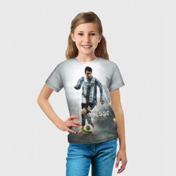 Футболка с принтом Leo Messi для ребенка, вид на модели спереди №3. Цвет основы: белый