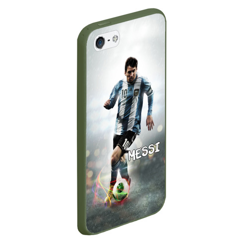 Чехол для iPhone 5/5S матовый Leo Messi, цвет темно-зеленый - фото 3