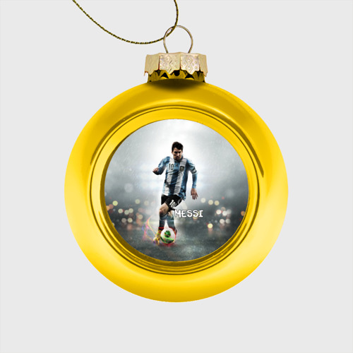 Стеклянный ёлочный шар Leo Messi, цвет золотой