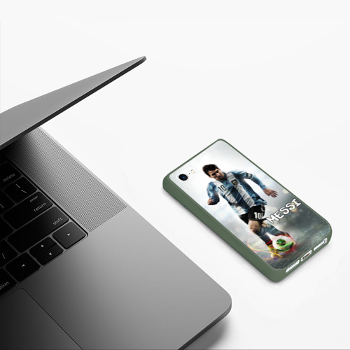 Чехол для iPhone 5/5S матовый Leo Messi, цвет темно-зеленый - фото 5