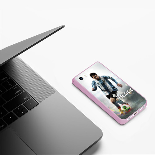 Чехол для iPhone 5/5S матовый Leo Messi, цвет розовый - фото 5