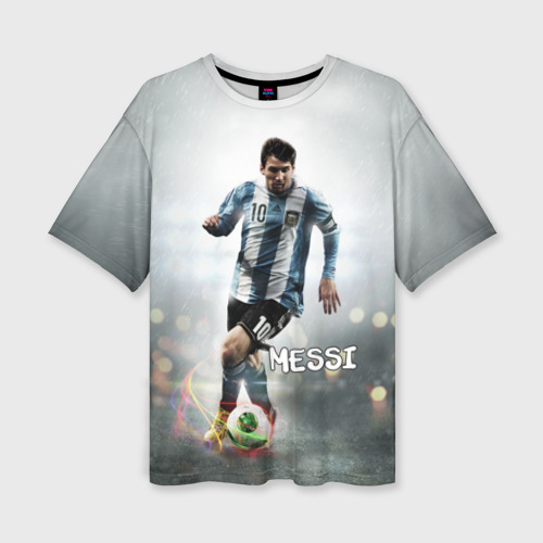Женская футболка oversize 3D Leo Messi, цвет 3D печать