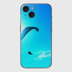 Чехол для iPhone 15 силиконовый с защитой камеры Прыжок с парапланом